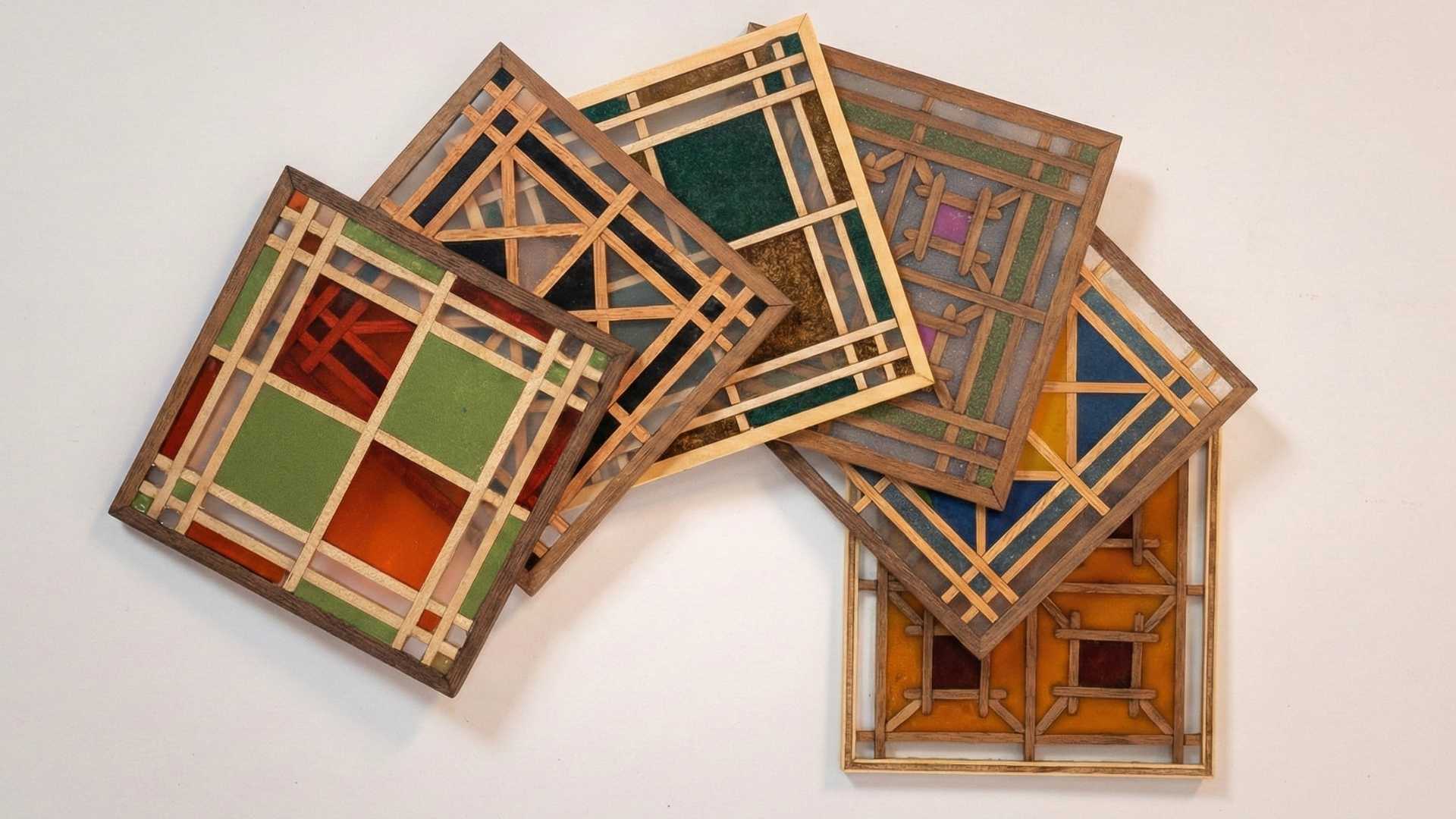 Traditional Japanese kumiko joinery panels showing intricate wooden lattice patterns without nails or metal fasteners