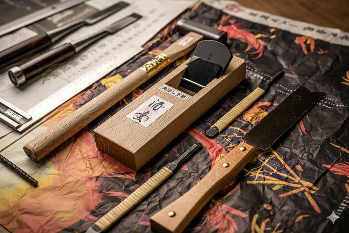A set of Japanese woodworking hand tools on sale at The Makers Society Dubai UAE