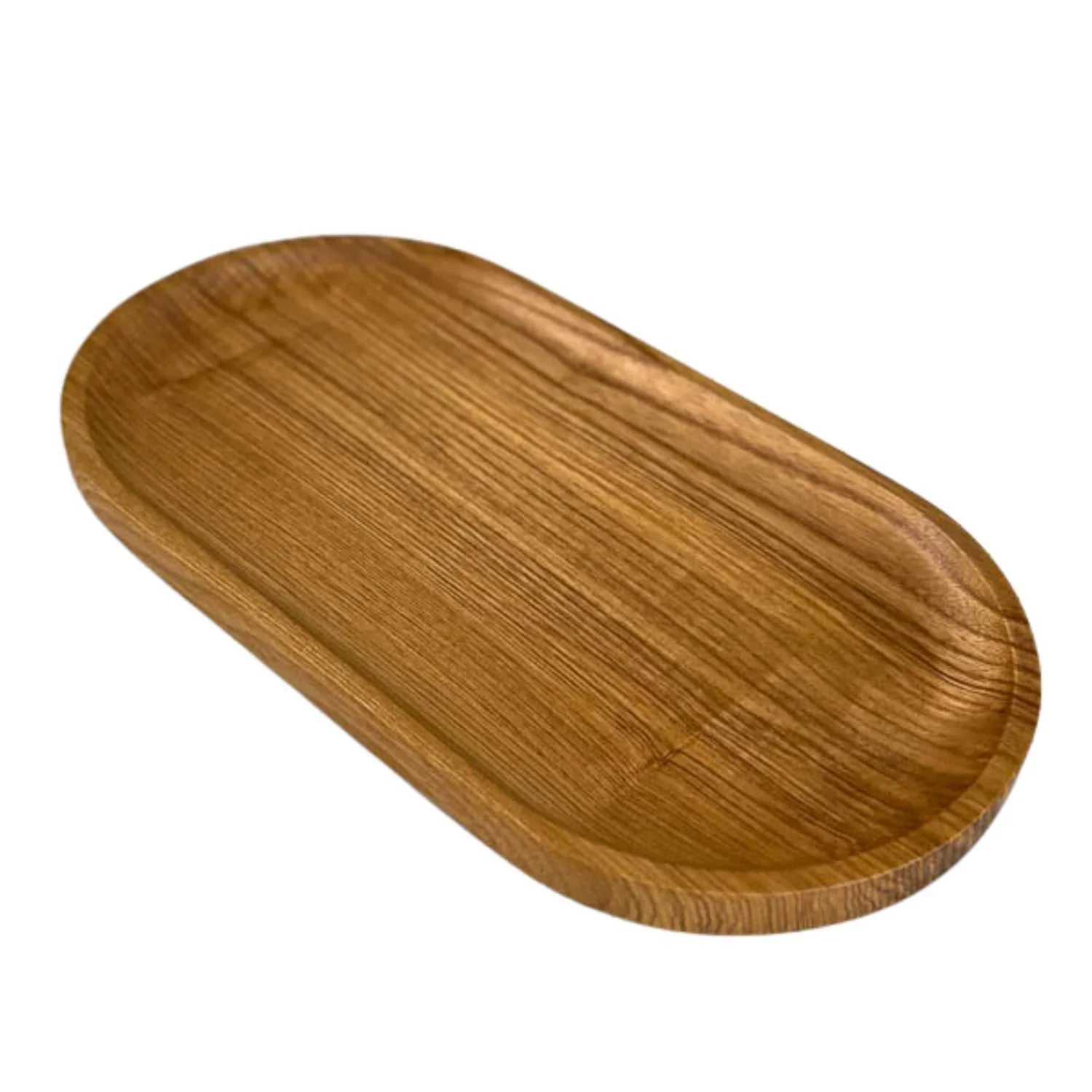 Oval Ashwood serving tray with smooth finish and natural wood grain texture