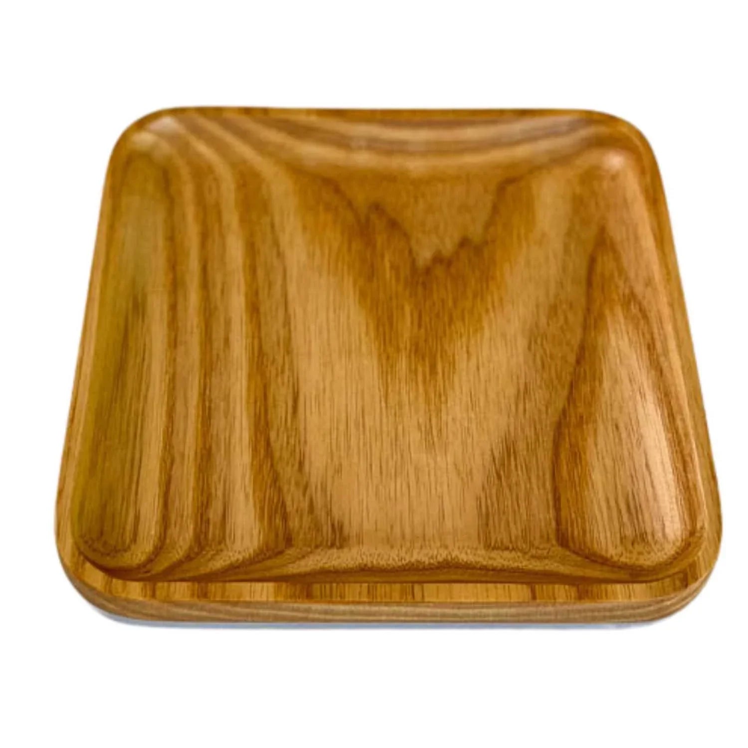 Square Ashwood serving plate with natural wood grain and smooth rounded edges