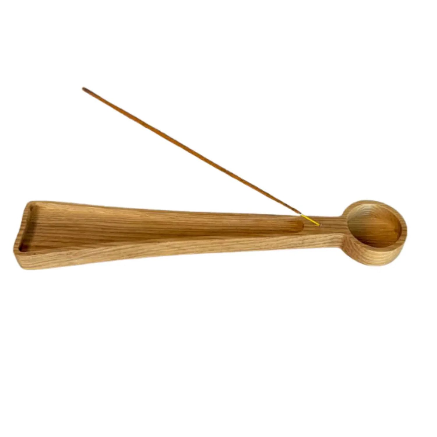 Ashwood wooden incense holder with a round tealight candle slot and a groove for incense sticks