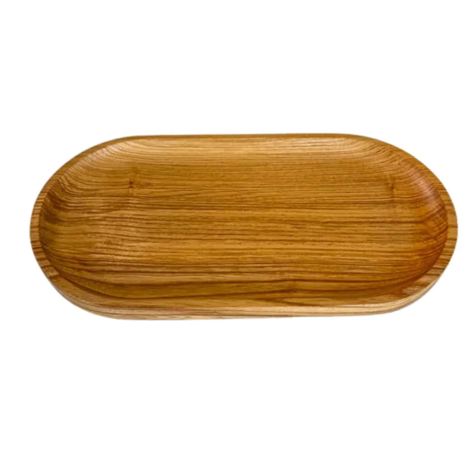 Oval Ashwood serving tray with smooth finish and visible wood grain