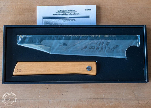Kakuri Dozuki Saw 210mm Sakura Handle in the elegant original box sold by The Makers Society Dubai