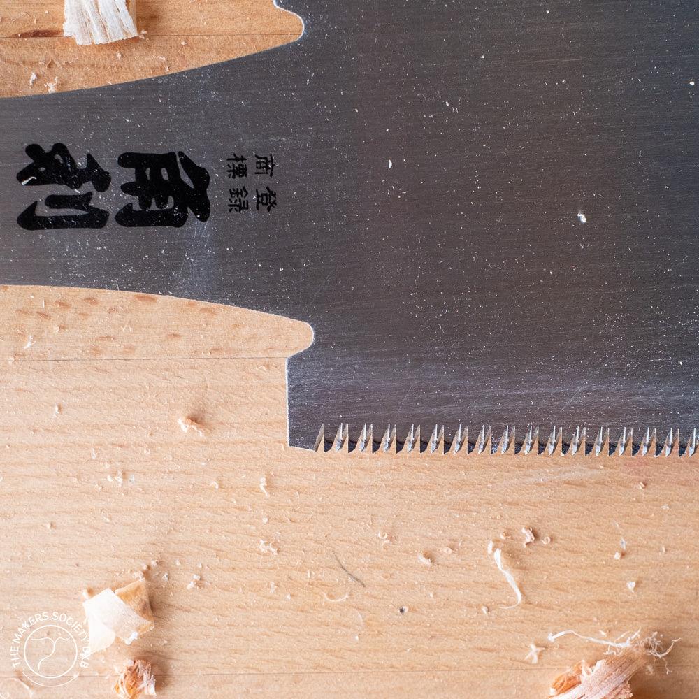 Kakuri Ryoba Saw – 240mm Japanese Double-Edge Saw cross cut teeth detail sold by The Makers Society Dubai