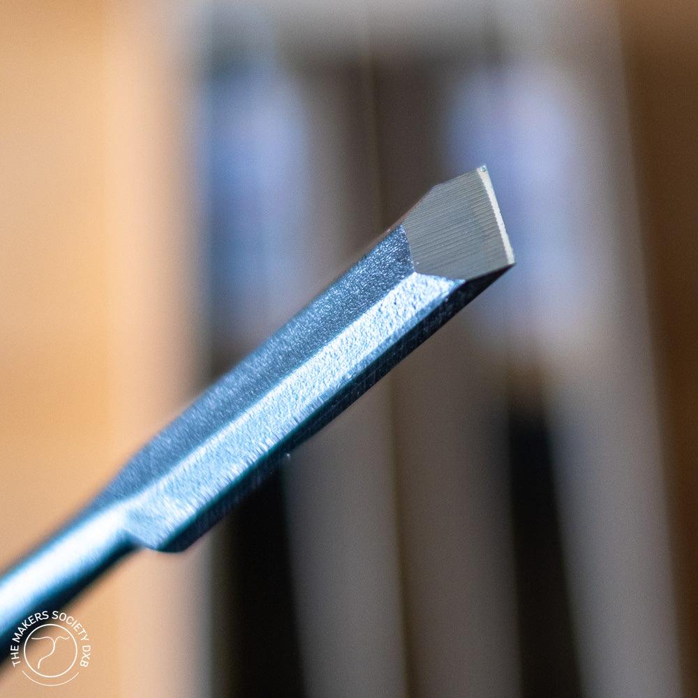 Kakuri Oire Chisel with a close up one the blade sold by The Makers Society Dubai