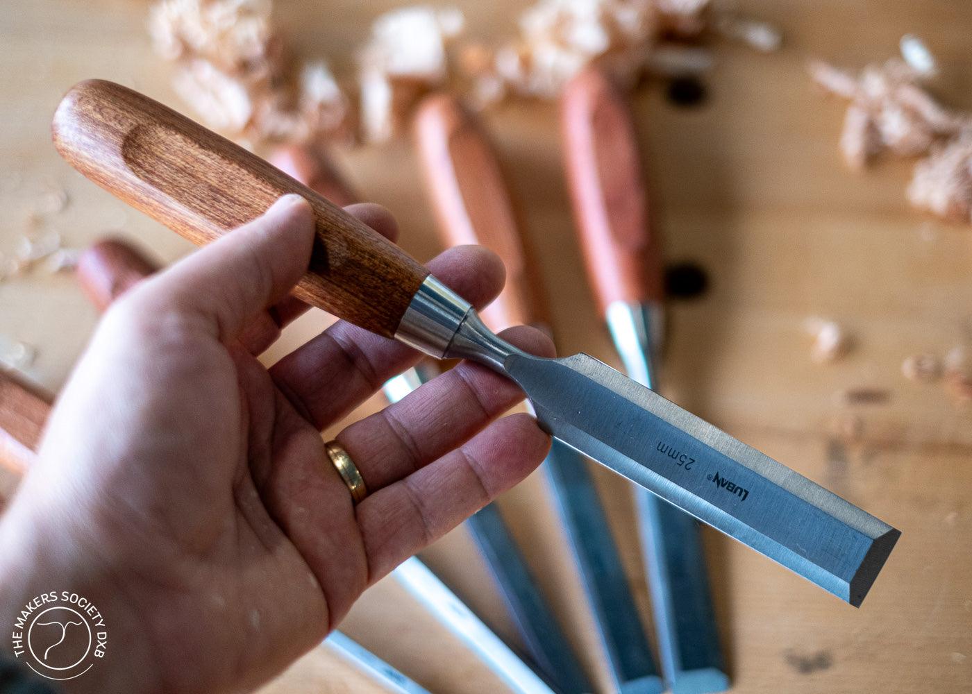 Luban Bench Chisel Set 6 Pieces detailed view of a 25mm chisel sold by The Makers Society Dubai