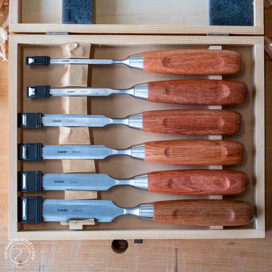 Luban Bench Chisel Set 6 Pieces top view in the original box sold by The Makers Society Dubai