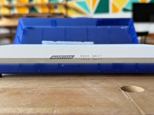 Norton water stone 1000-4000 grit for sharpening blades high performance front view close up sold by The Makers Society Dubai