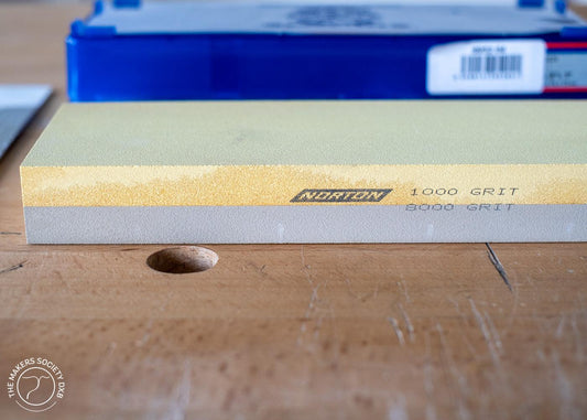Water stone Norton with combined 1000 and 8000 grit ideal for sharpening hand tools and knives sold at The Makers Society Dubai