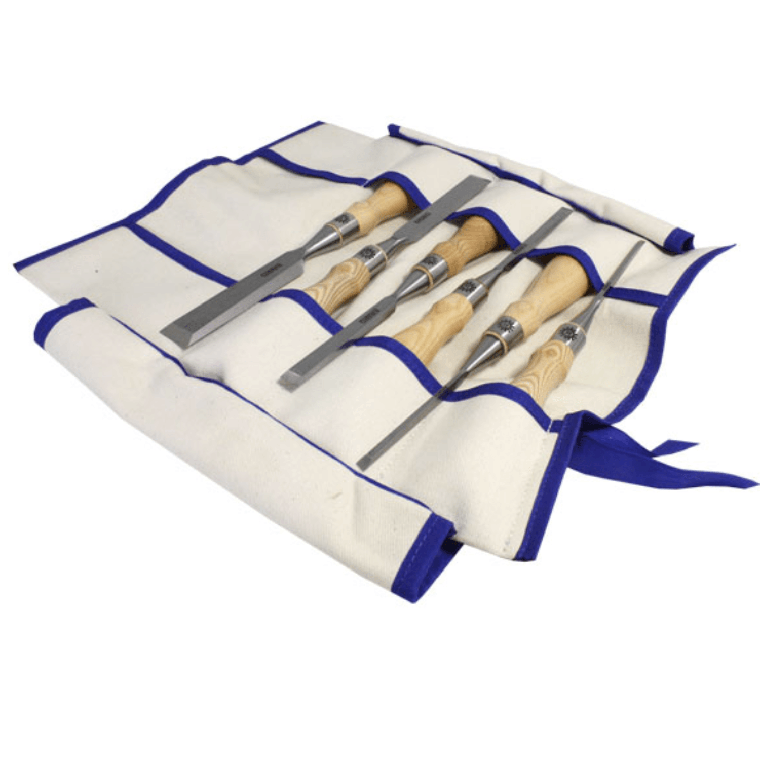 Narex Richter Extra Bevel Edge Chisel Set  6 Piece with Canvas Tool Roll high quality cryogenic treatment sold by The Makers Society Dubai