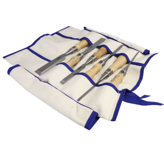 Narex Richter Extra Bevel Edge Chisel Set  6 Piece with Canvas Tool Roll high quality cryogenic treatment sold by The Makers Society Dubai