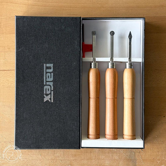 Set of 3 Narex Mini turning chisels in the original box sold by The Makers Society Dubai