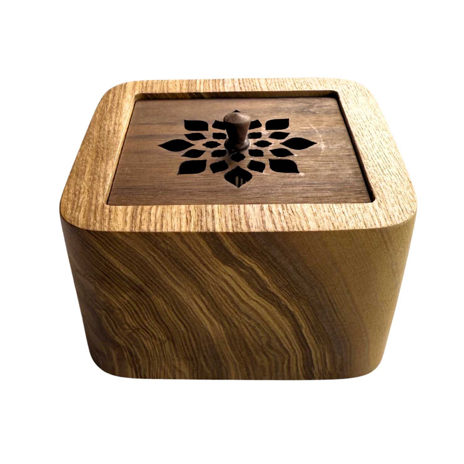 Square Zelkova & Walnut Incense Burner – Premium Wooden Incense Holder Dubai