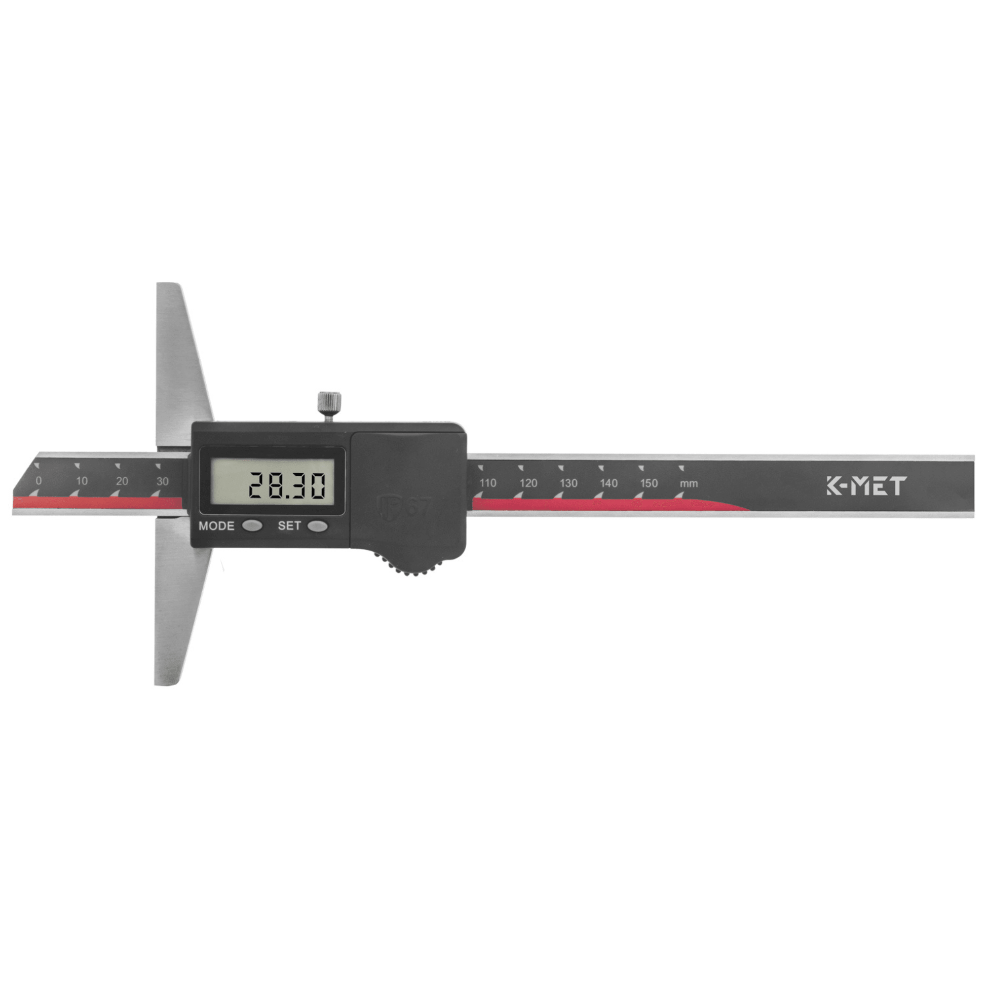 K-MET Digital Depth Caliper 150mm 0.01mm, DIN 862 top view sold by The Makers Society Dubai