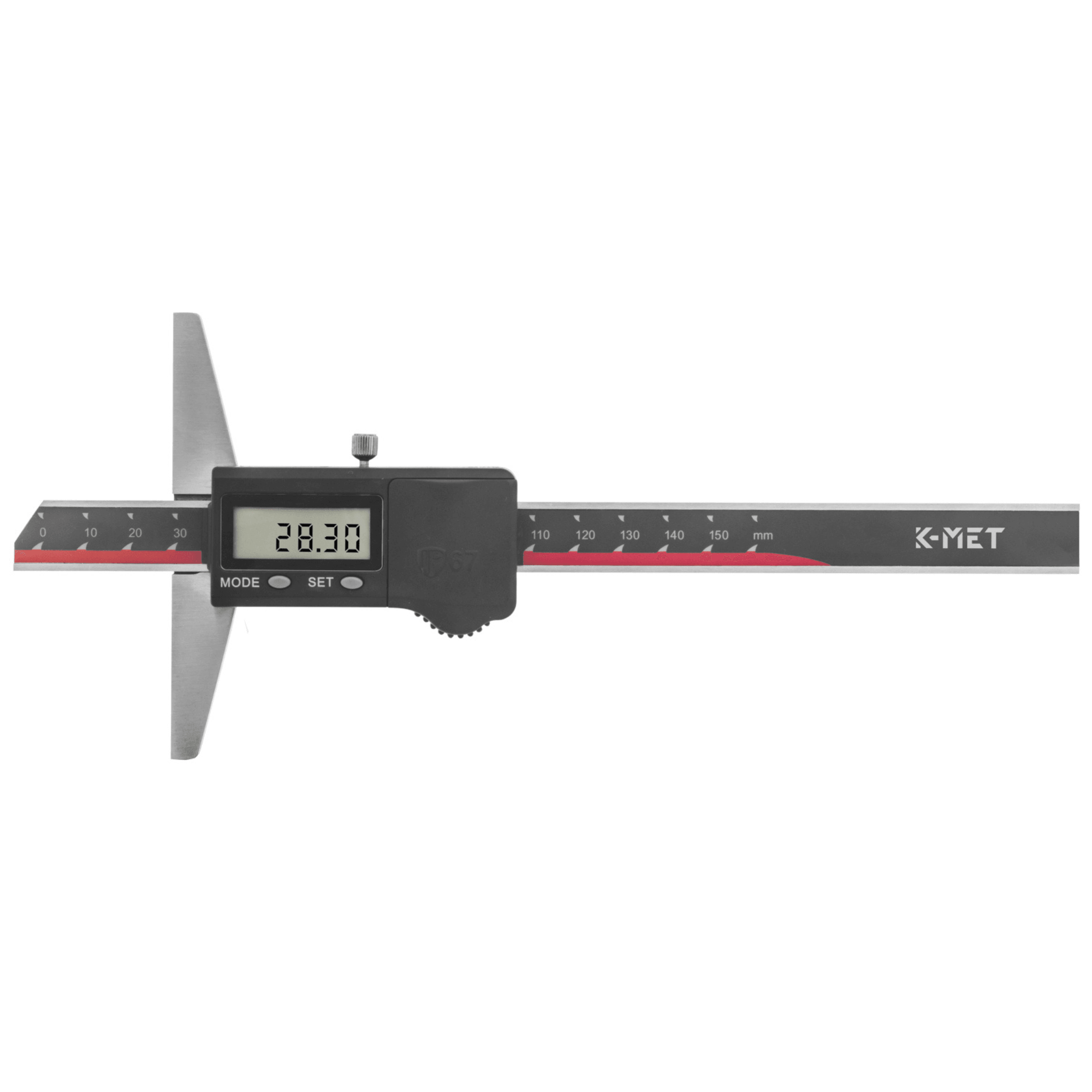 K-MET Digital Depth Caliper 150mm 0.01mm, DIN 862 top view sold by The Makers Society Dubai