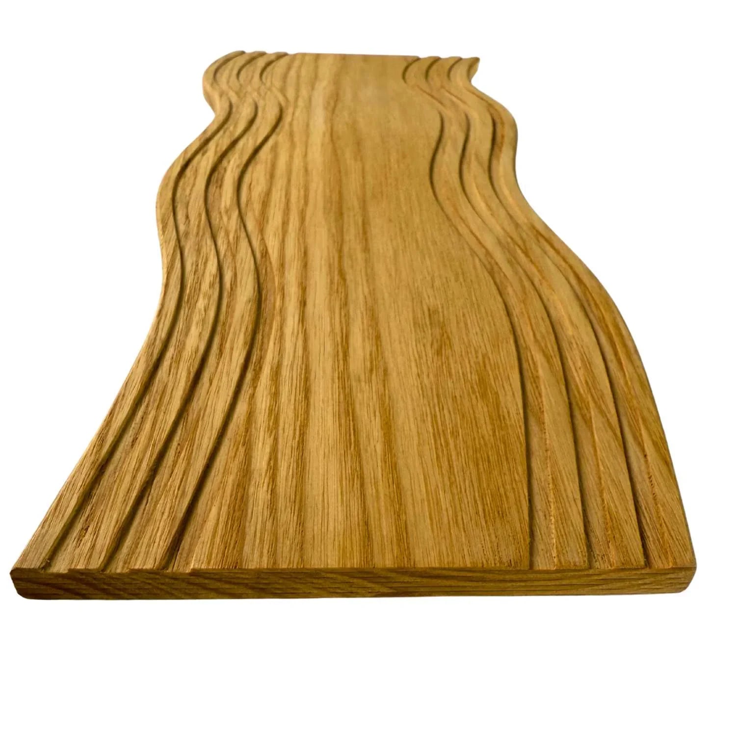 Wave wooden serving board with carved wavy edges made of natural oak wood